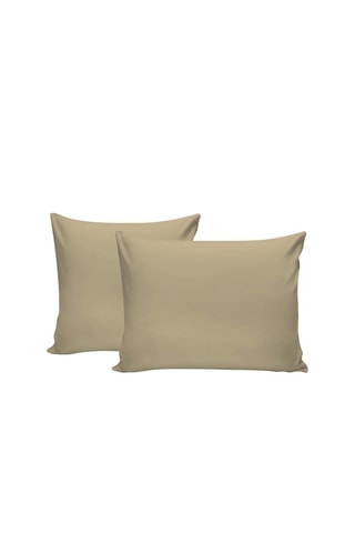2 Verstevigd Katoenen Kussenslopen 155 Draad/cm² Tonne Verte - Beige