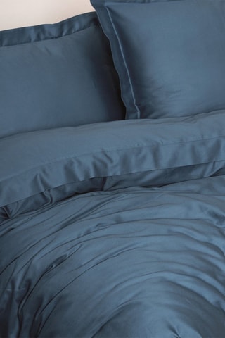 Katoensatijnen Overtrekset Blauw