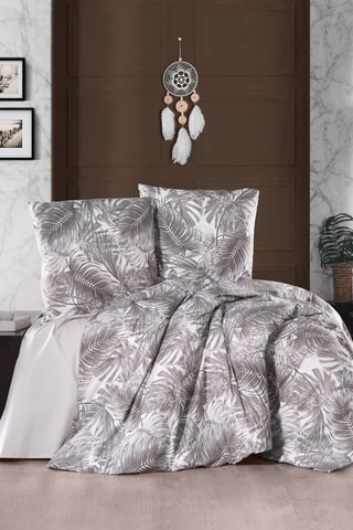 Conjunto de edredão em algodão 57 fios/cm² Puma - Cinzento e branco