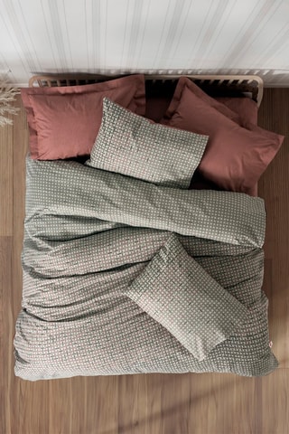 Parure de couette en coton 57 fils/cm² Mote - Gris et rouge