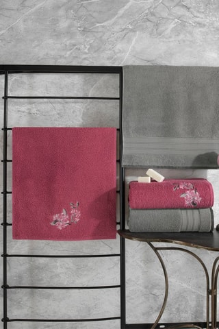 4 Handdoeken - Grijs en Roze