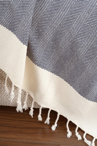 Bankkleed Baliksirti - Blauw en Crèmekleurig - 150 x 200 cm