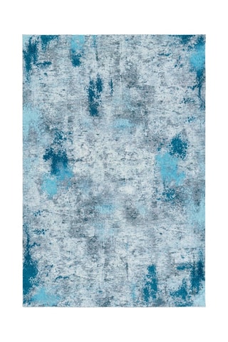 2 tapis de bain Kt495 - Bleu et blanc - 50 x 60 et 60 x 100 cm