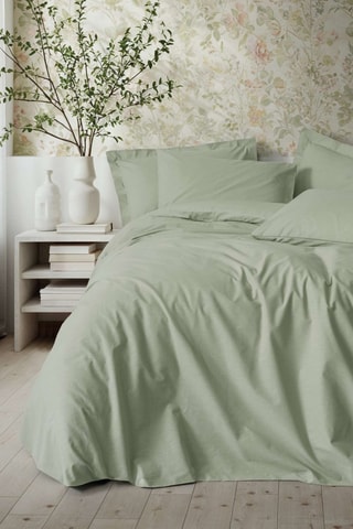 Conjunto de edredão em algodão reforçado 145 fios/cm² - Verde-sálvia