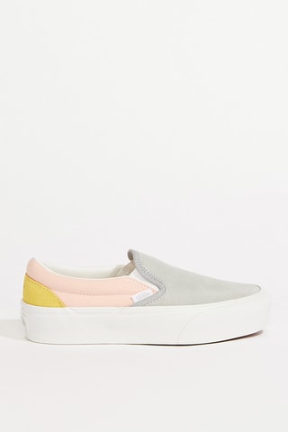 Slip-on plateformes en cuir - Bleu clair