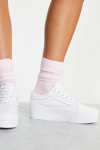 Baskets plateformes en cuir Old Skool Stackform - Blanc - Vans