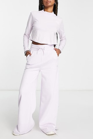 Pantalon wide legs polaire taille haute - Mauve