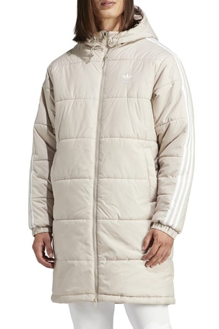 Doudoune longue à capuche Ecru