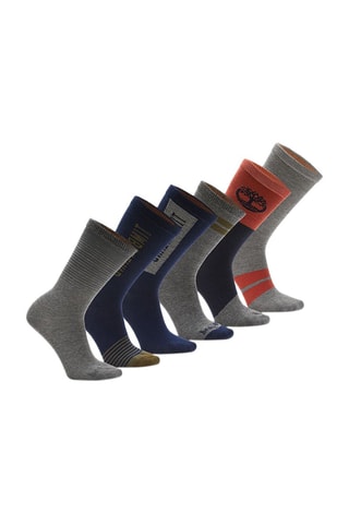 6 paires de chaussettes - Gris clair chiné et bleu marine - Timberland