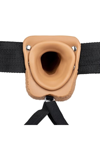 Godemiché-ceinture avec testicules pour homme  RealRock Hollow - Marron clair - 23 cm