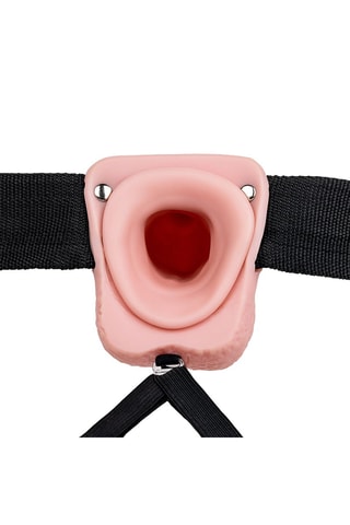 Godemiché-ceinture avec testicules pour homme  RealRock Hollow - Beige - 23 cm