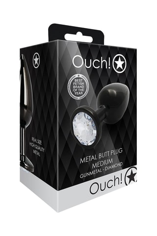 Plug anal waterproof - Medium - Noir et blanc - 7,1 x 3,4 cm