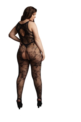 Combinaison ouverte Criss Cross Neck Bodystocking - Noir