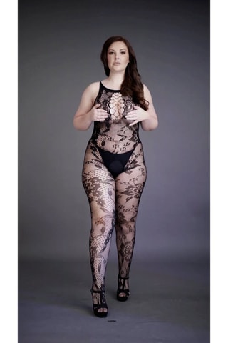 Combinaison ouverte Criss Cross Neck Bodystocking - Noir