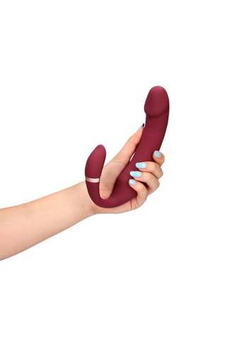 Vibromasseur sans harnais Loveline by Shots - Bordeaux - 14 cm