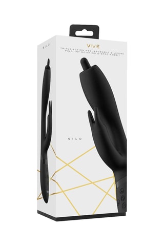 Vibromasseur Rabbit rotatif Nilo - Noir - 22 cm