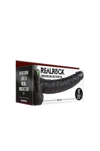 Godemiché-ceinture avec testicules RealRock Hollow - Noir - 23 cm