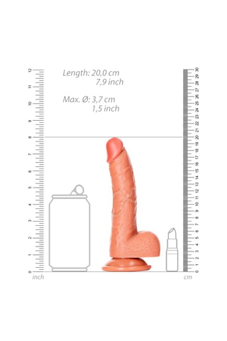 Godemiché réaliste avec testicules RealRock by Shots - Beige - 15 cm