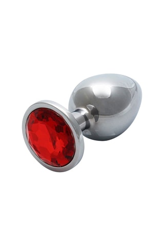 Plug anal - Argenté et rouge - 8 x 3,4 cm