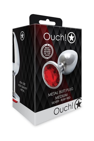Plug anal - Argenté et rouge - 8 x 3,4 cm