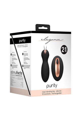 Vibromasseur 2-en-1 Dual Vibrating Toy Purity - Noir - 10,6 cm