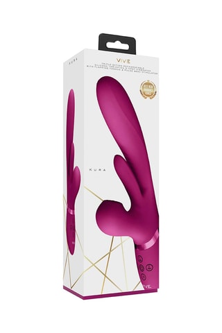 Vibromasseur Rabbit avec ondes pulsées Kura - Rose