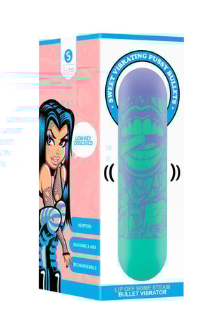 Vibromasseur  Lip off Some Steam S-Line by Shots - Vert et violet - 3,8 cm