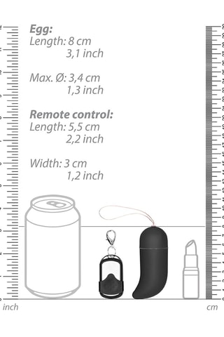 Œuf vibrant G-Spot Noir - 8,8 x 3,4 x 3,4 cm