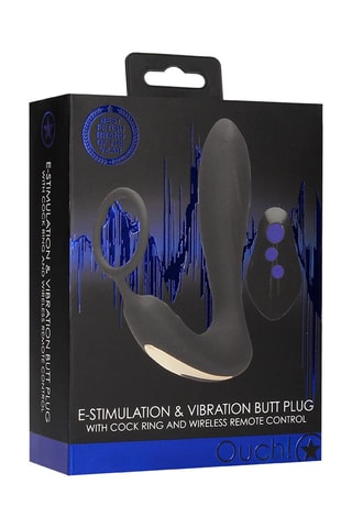 Stimulateur anal et anneau pénien E-stim 11,5 cm