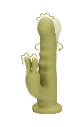 Vibromasseur Rabbit Ultra Soft Silicone Rotating - Vert - 13,5 cm
