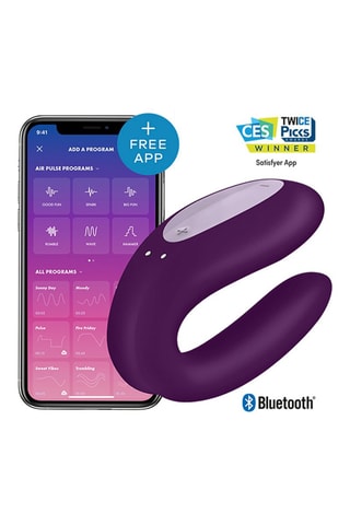 Vibrateur de couple waterproof Double Joy Satisfyer - Violet - 9 cm