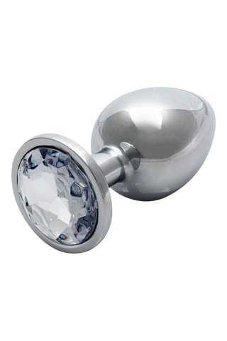 Plug anal waterproof Round Gem Butt Plug - L - Argenté - 8,1 cm