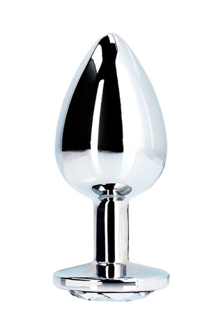 Plug anal waterproof Round Gem Butt Plug - L - Argenté - 8,1 cm