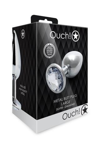 Plug anal waterproof Round Gem Butt Plug - L - Argenté - 8,1 cm