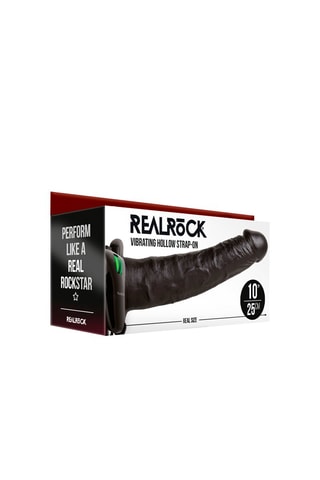 Godemiché réaliste ceinture vibrant RealRock by Shots - Marron - 24,5 cm