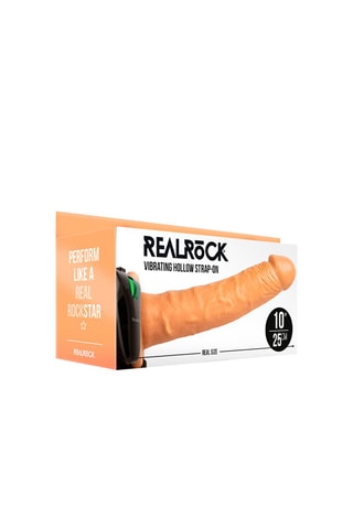 Godemiché réaliste ceinture vibrant RealRock by Shots - Beige- 24,5 cm