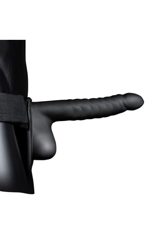 Godemiché ceinture nervuré Hollow - Noir - 17,5 cm