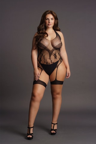 Body ouvert Crotchless - Noir