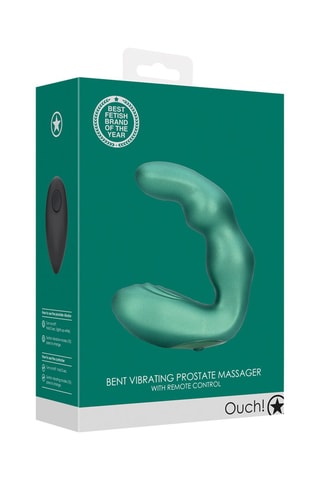 Stimulateur prostate courbé télécommandé en silicone - Vert métallisé - 9,5 cm