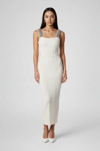 Robe midi sans manches - Blanc cassé