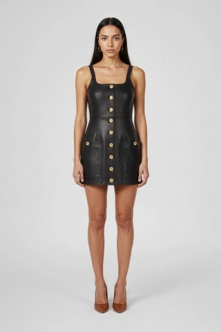 Robe en cuir sans manches - Noir