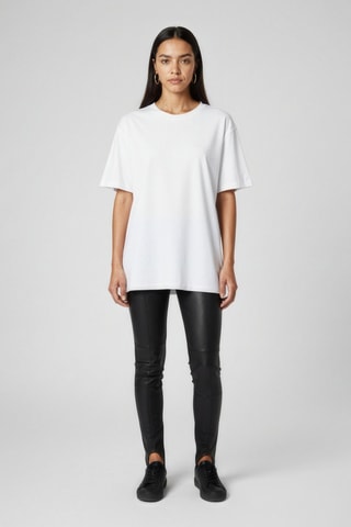 Pantalon taille haute en cuir - Noir