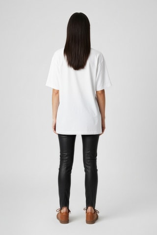 Pantalon taille haute en cuir - Noir