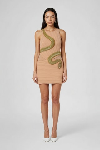 Robe asymétrique sans manches - Taupe