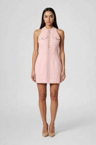 Robe en cuir sans manches - Rose pâle