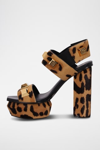 Sandales à talons plateformes en cuir - Marron