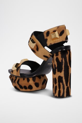 Sandales à talons plateformes en cuir - Marron