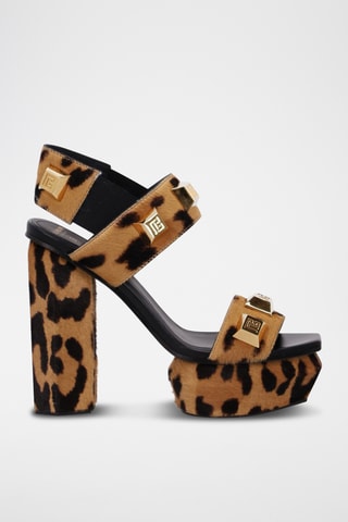 Sandales à talons plateformes en cuir - Marron