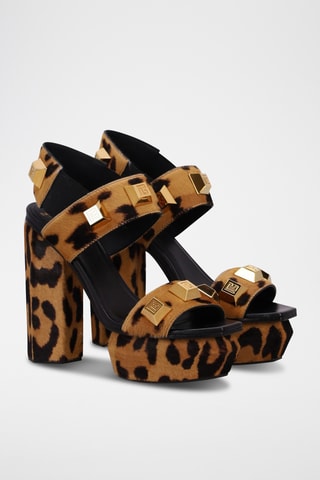 Sandales à talons plateformes en cuir - Marron