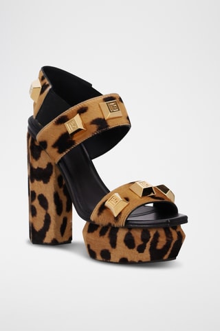 Sandales à talons plateformes en cuir - Marron